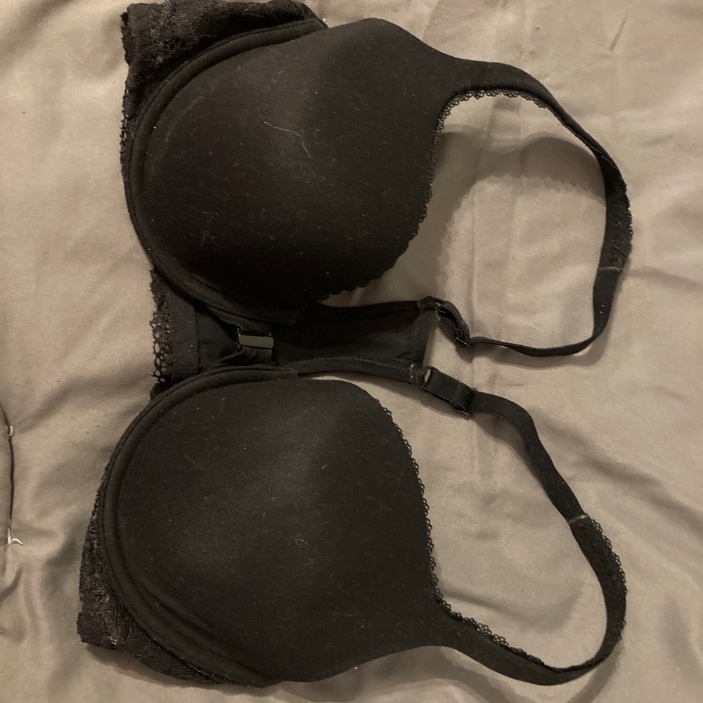 Black lace racer back front closure vs bra